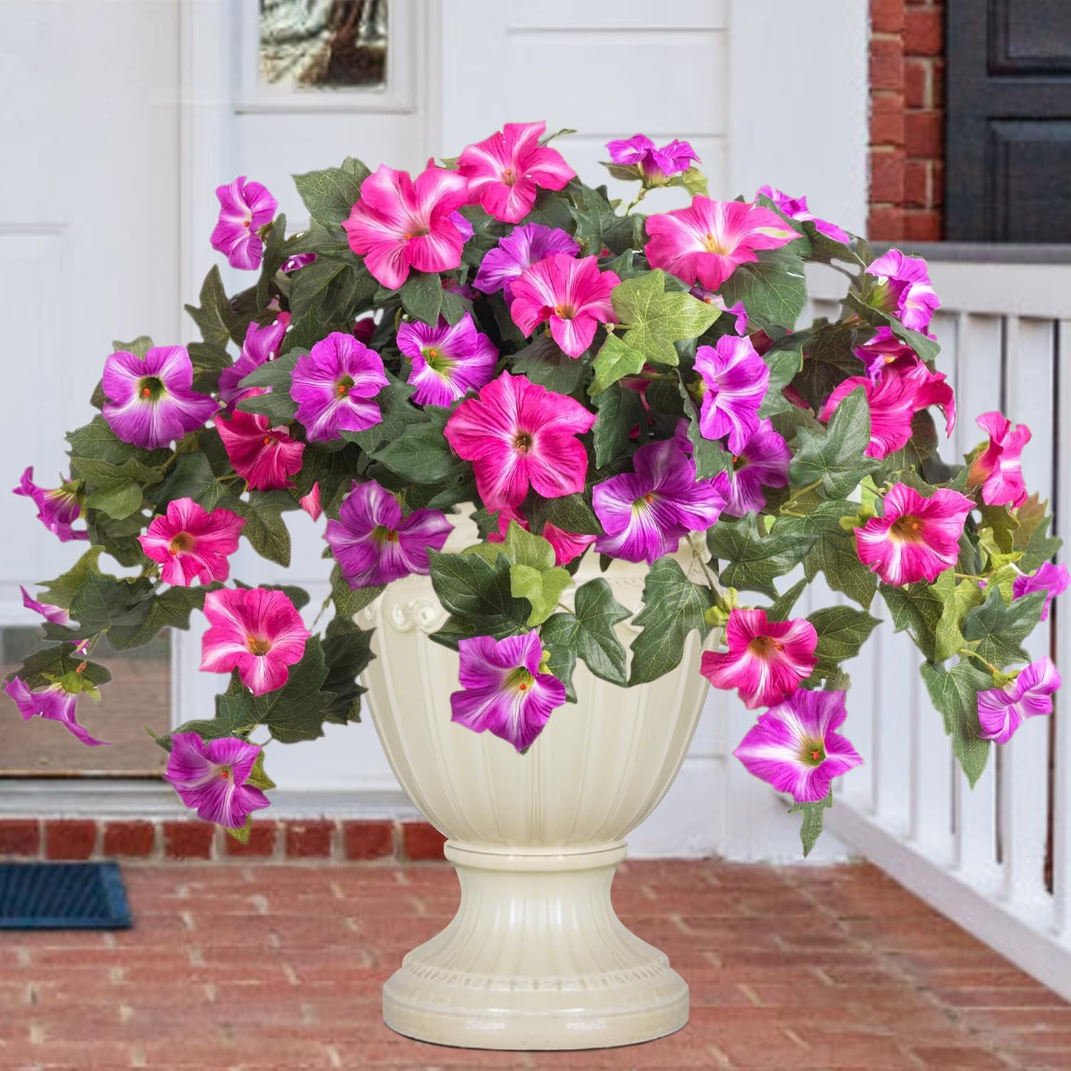 Lot de 2 fleurs artificielles d'extérieur rose rouge résistant aux UV
