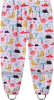 Pantalon Impermeable para Niño y Niña Dinosaurio Arcoíris Flor Mariposa Zorro Perro Conejo Panda Pantalones de Lluvia para Bebés Ropa Impermeable para Niños Niña de 2-8 Años
