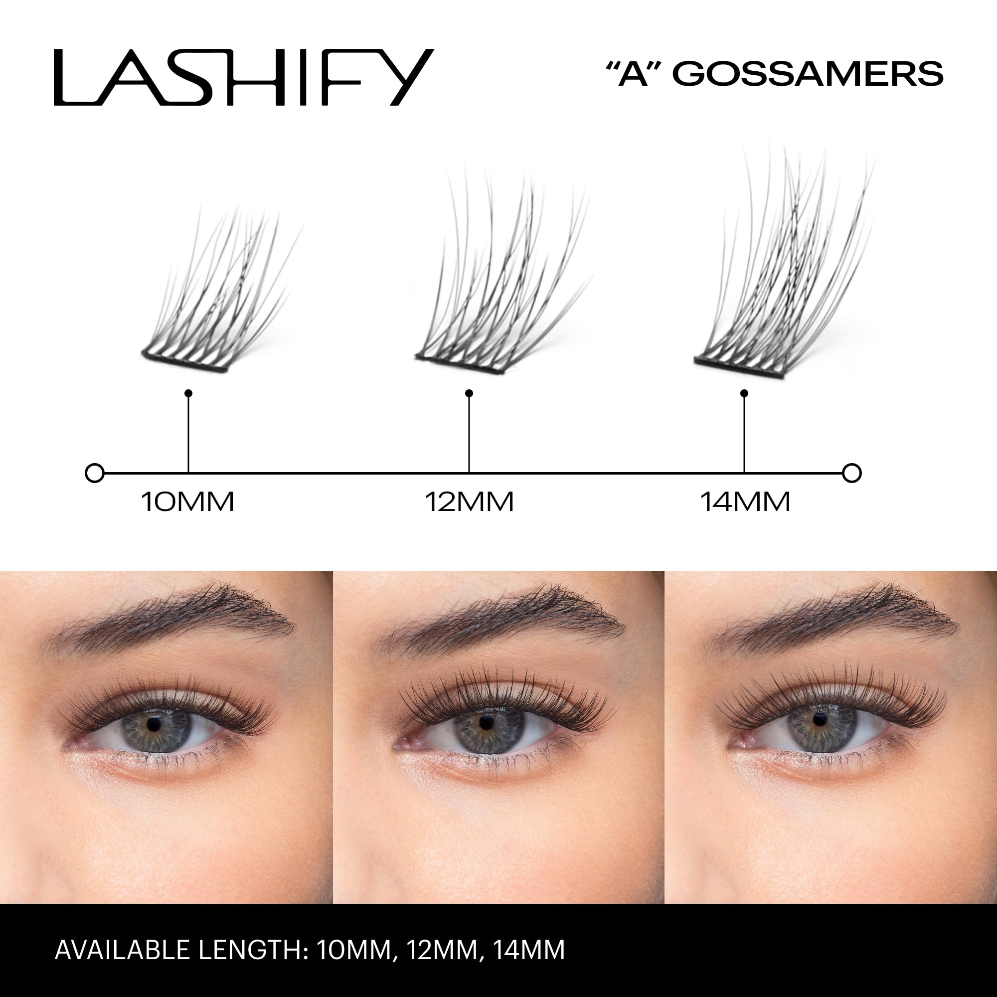 Lashify | Amplify Gossamer DIY Wimpernverlängerung, Nachfüllpackung, 14 mm, Schwarz, einfache künstliche Wimpern für einen natürlichen Look