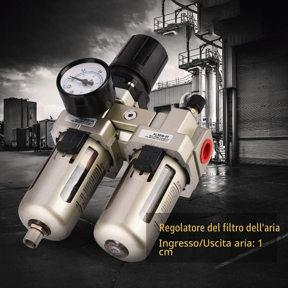 3/8 "Separatore di umidità olio Separatore d'acqua olio Compressore d'aria in lega di alluminio Filtro Regolatore di pressione Strumento per compressore e utensili pneumatici AC3010 03