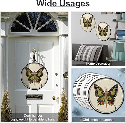 Miniatura 3 de Letrero de lata de mariposa Art Deco, diseño de mariposas de los años 20, diseño de mariposas de los años 20, letrero redondo de hojalata de estilo