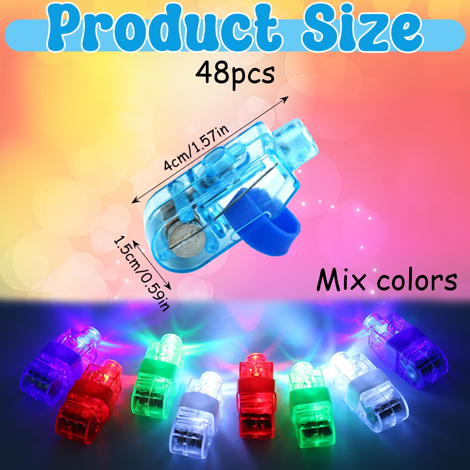 HhBdy 48 Pezzi Luci da Dito, Giocattoli Illuminati a LED Multicolore Bastoncini Luminosi Divertente Addobbi di Carnevale Luminoso per Matrimoni Festival Musicali Feste di Compleanno