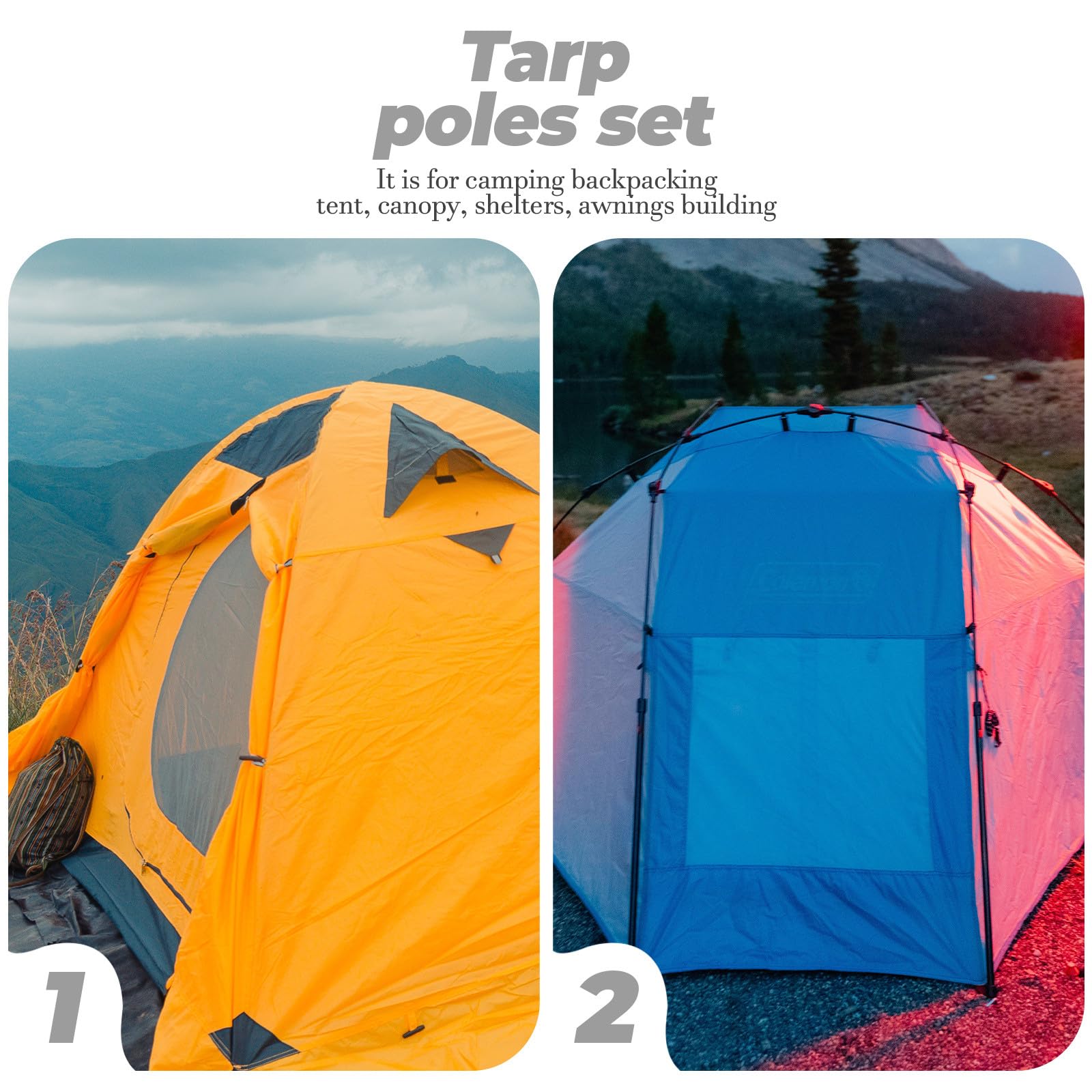 Homoyoyo 4 Stück Camping Zeltstangen 2,1m aus Rostfreiem Eisen Stabiles Zeltgestänge mit Stangenkopf für Pavillons Markisen Outdoor Unterstände