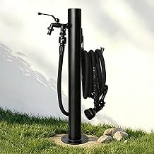 Outdoor Water Column Garden Water Tap, Faucet with Dual Inlet & Hose Rack, Water Hydrant, Weatherproof, Outdoor Water Pipe Seat for Washing and Watering6 * 95cm/2.4 * 2.4 * 37.4in