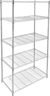 Simple Deluxe Heavy Duty 5-Tier Storage Shelving Unit, 35.83" W x 13.98" D x 61.02" H, 1250 Lbs Loading Capacity, Chrome