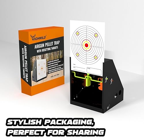 Miniatura 7 de Highwild BB Trap - Objetivo de reajuste del colector de pellets (solo Airgun) con 10 objetivos de papel de 7 x 9 pulgadas y 3 blancos giratorios