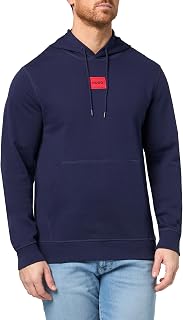 HUGO Men's Regular Fit Square Logo Jersey Hooded Sweatshirt