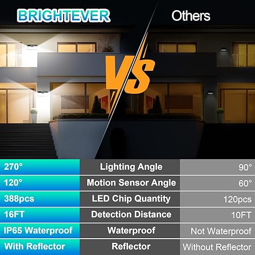 Miniatura 4 de Luces solares impermeables para exteriores, paquete de 4, 388 luces LED superbrillantes con sensor de movimiento con luces reflectoras y 3 modos de