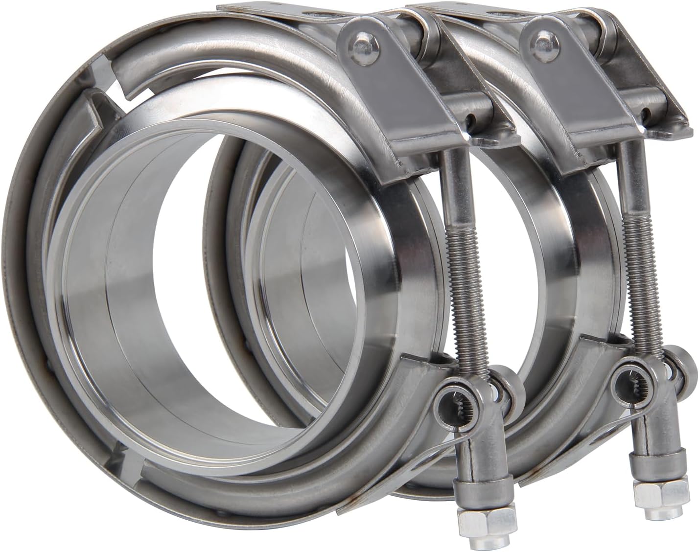 2.75 inch Quick Release V Band Clamp with Male Female Flanges 304 Stainless Steel, 2pcs 2.75“