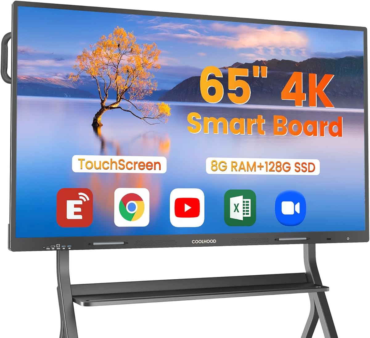 65" Smart Board, 4K UHD Touchscreen Interactive Digital Whiteboard Display, Electronic All-in-One Computer for Classroom Office Home Business w/Open App Ecosystem (Board & Wall Mount Only)