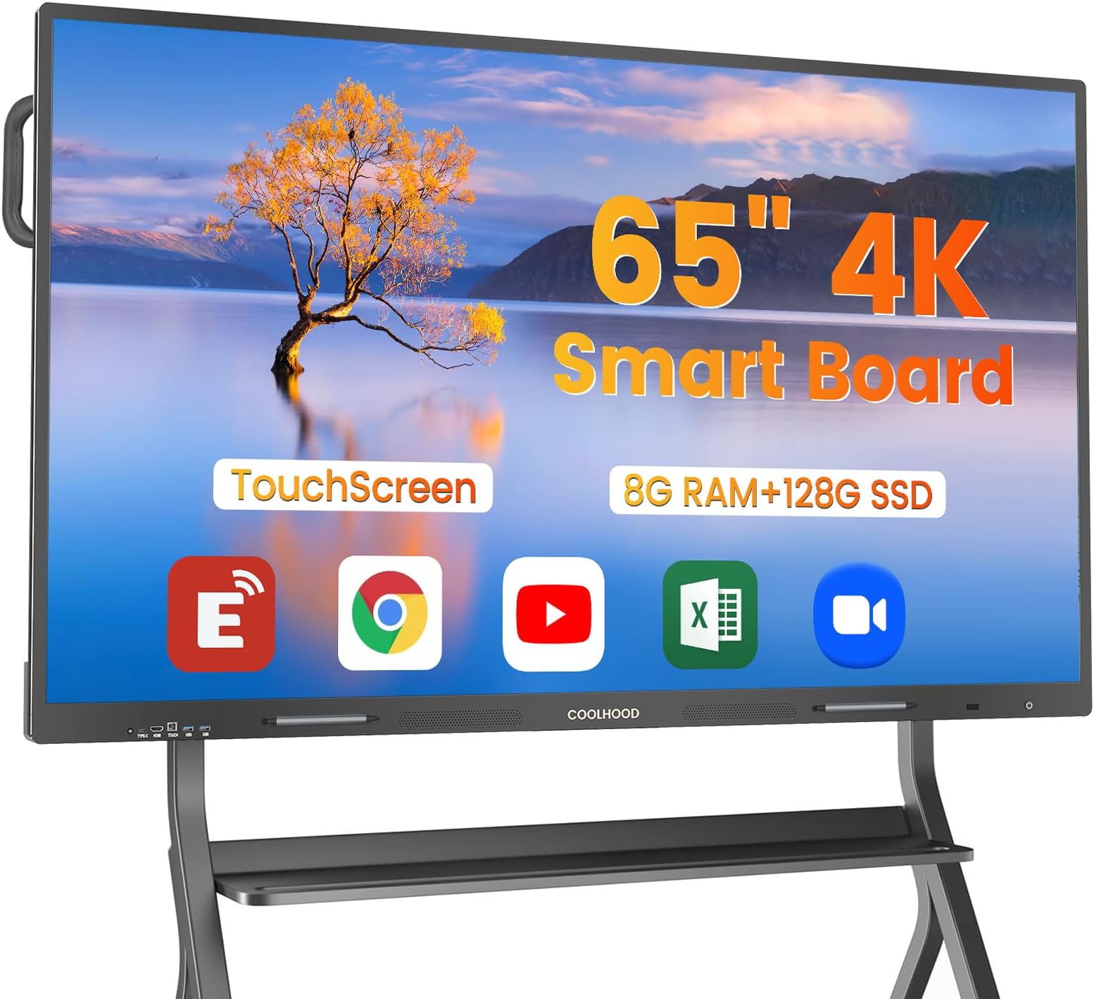 65" Smart Board, 4K UHD Touchscreen Interactive Digital Whiteboard Display, Electronic All-in-One Computer for Classroom Office Home Business w/Open App Ecosystem (Board & Wall Mount Only)