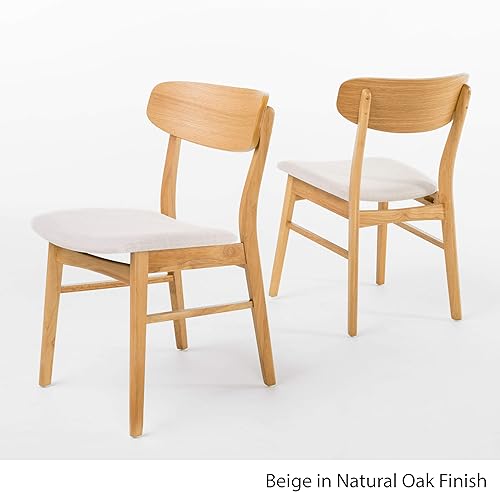 Miniatura 7 de Christopher Knight Home Lucious - Juego de comedor rectangular de patas curvas, juego de 5 piezas, roble natural y beige claro