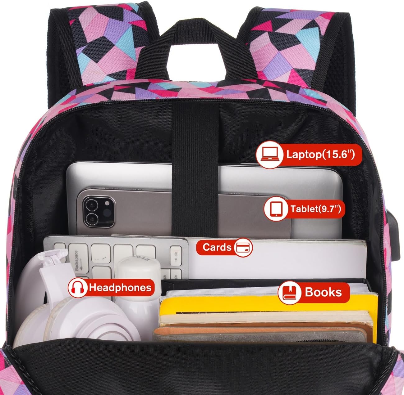 YAMTION Unisex School Backpack Leaves,Casual Bookbag Adults and Teens Schoolbag with USB Port for High School College Office Work Travel