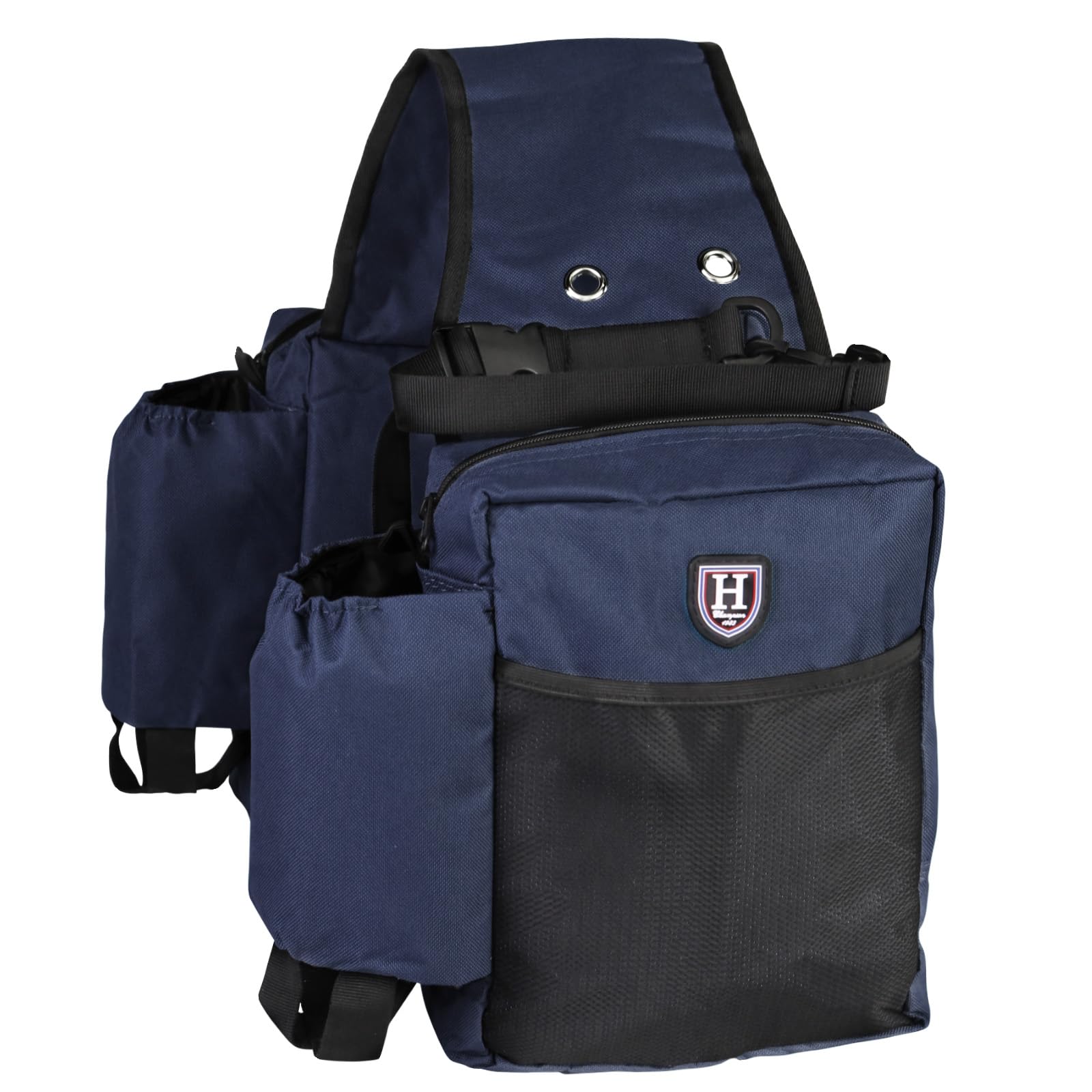 Harrison Howard Equestrian Western Saddle Bag Nylon Water Bottle/Gear Carrier Convenient Saddle Bag Navy