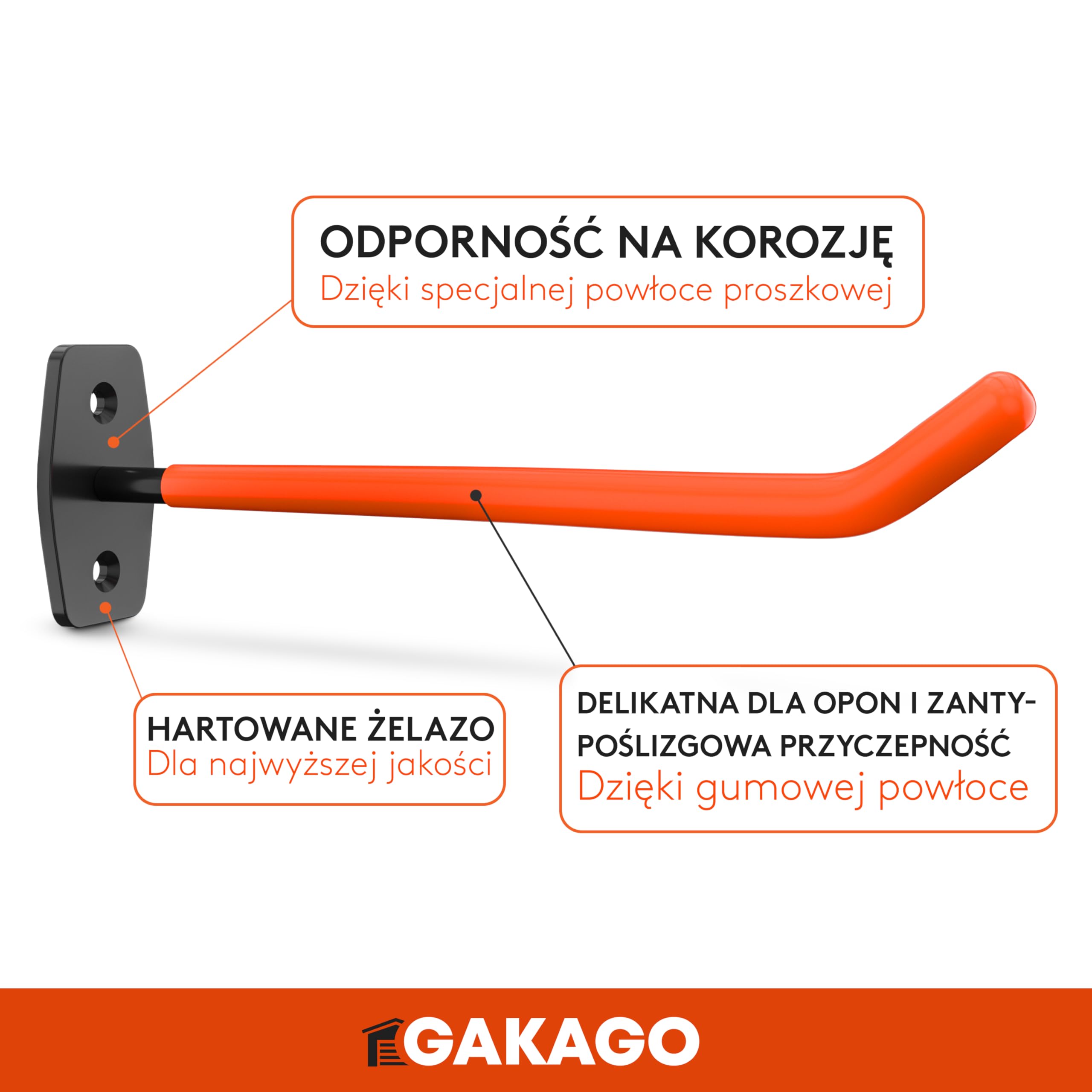 Gakago Uchwyt ścienny na opony - 4-częściowy zestaw ścienny uchwytu na felgi wraz ze śrubami i kołkami z instrukcją montażu - Bardzo długi uchwyt na opony i felgi samochodowe do przechowywania