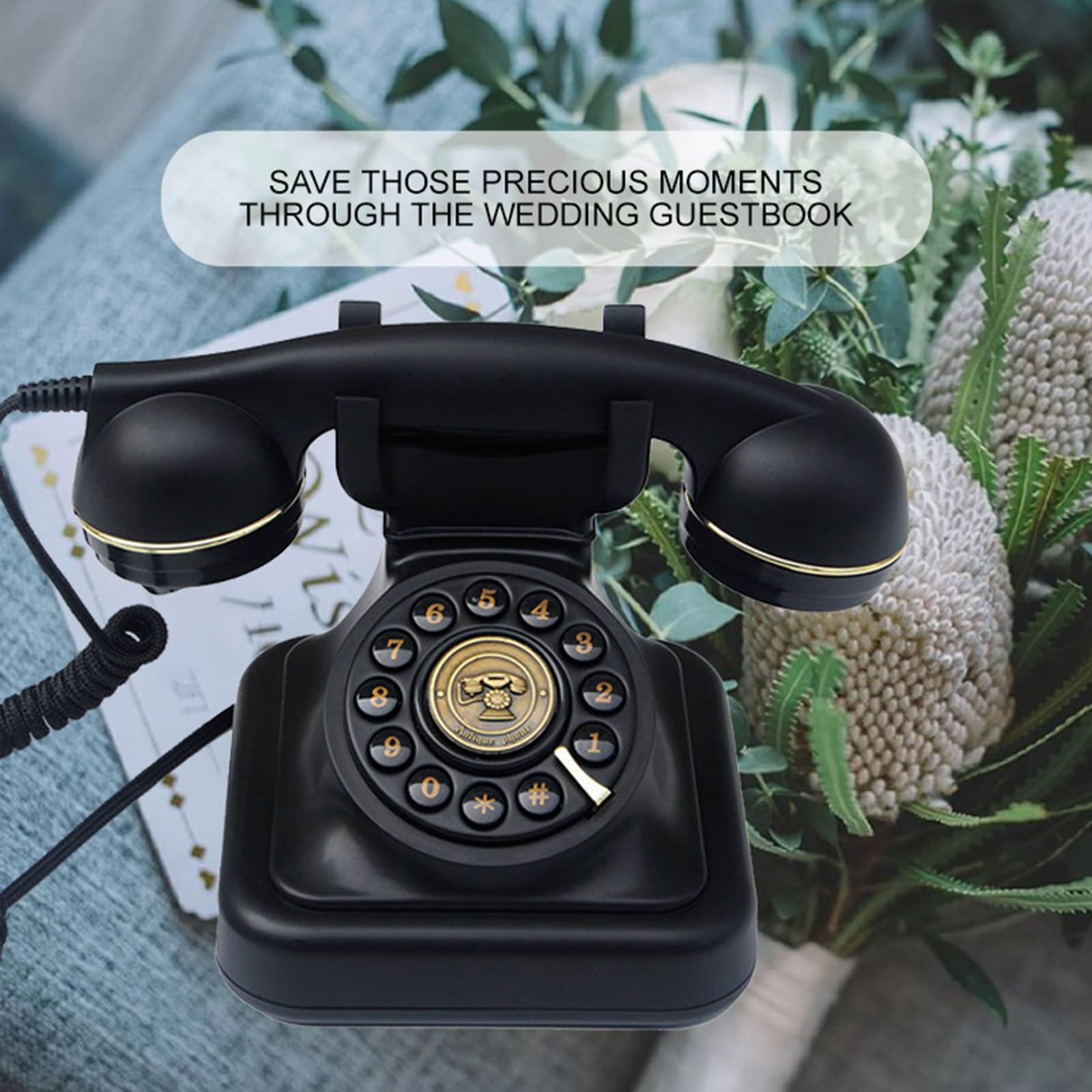 ZLPOWER Audio Guest Book for Wedding Phone Audio GuestBook Record Customized Audio Messages Guest Book Classic Retro Style for Parties Birthdays Rentals (Retro Black) - Image 3