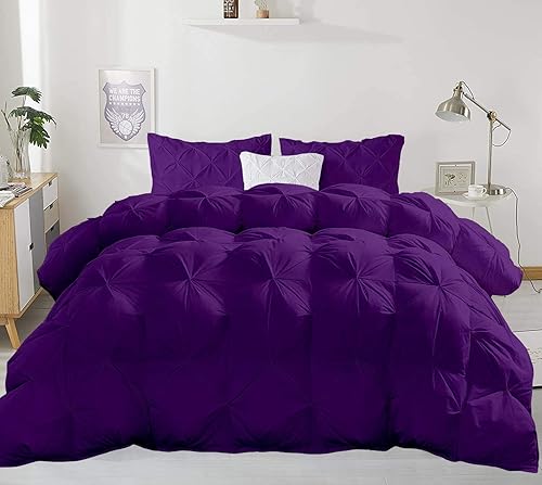 Juego de edredón esponjoso y plisado acolchado de 3 piezas de 21.16 ozm para todas las estaciones (edredón + 2 fundas de almohada), serie 800,