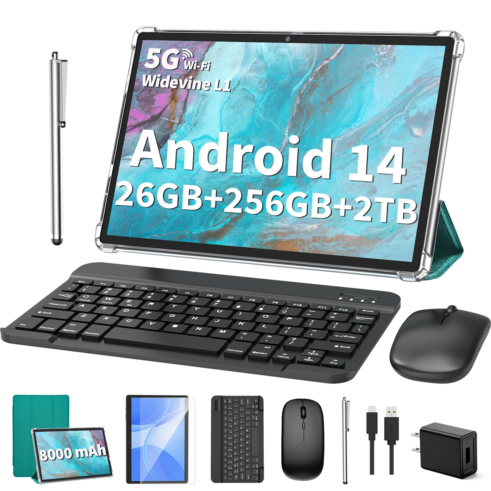 Amazon.com : 2025 Tablet, Android 14 Tablets 10 inch with Keyboard