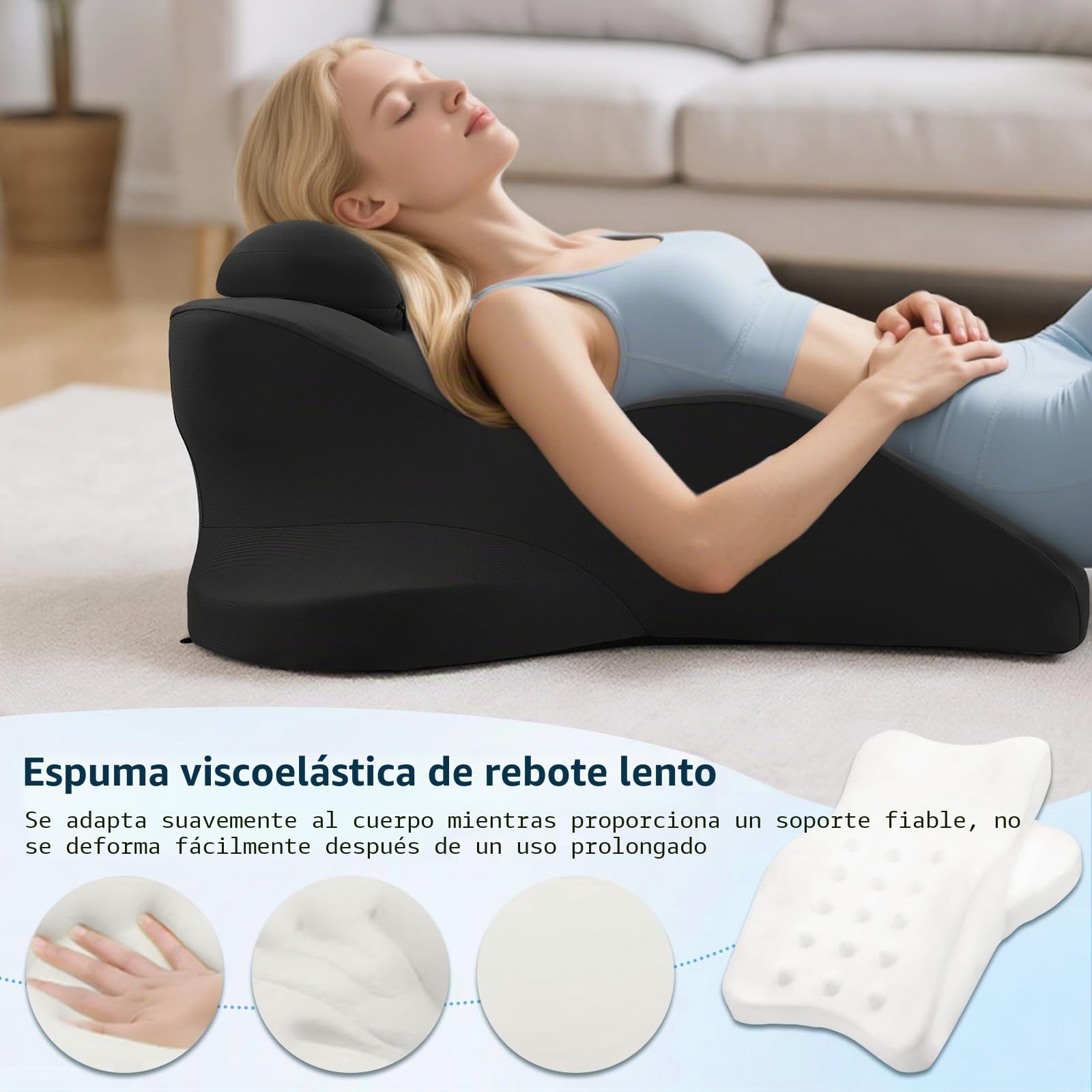 Almohada 4 en 1 para cojín venoso, espuma de memoria, cojín ergonómico cómodo, mejora la circulación sanguínea, almohada para piernas para piernas, pies, espalda, sofá, cama (negro)