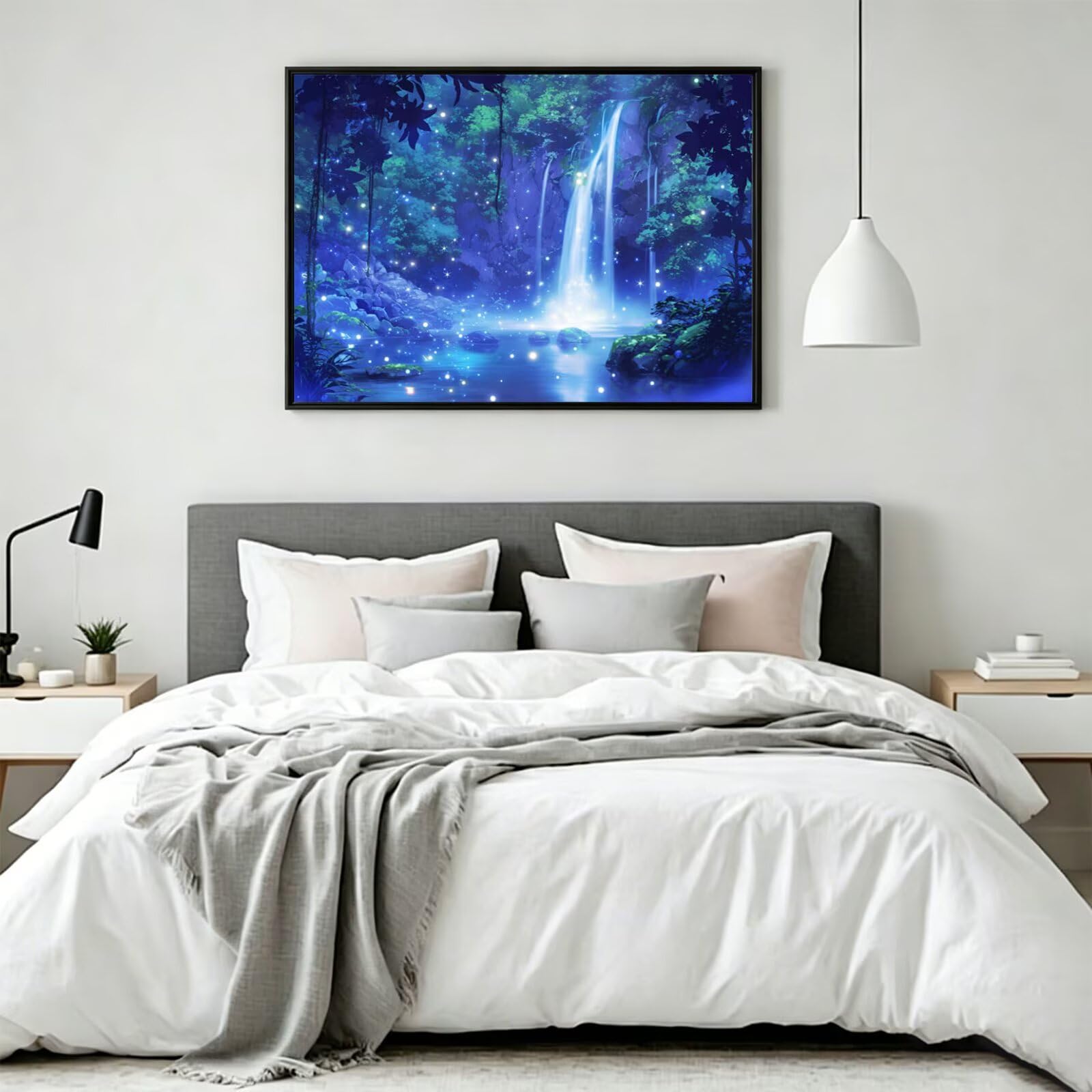 Pintar por Numeros Cascada Pinturas Acrilicas paisaje Pintura por Numeros Lienzos para Pintar, Pintura Acrilica Manualidades, Decoración para Hogar, Regalos Cumpleaños, 90x120cm Sin Marco, q-712