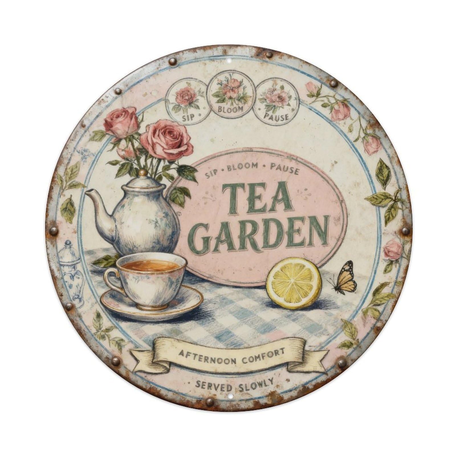 Tea Garden Sign Metal Tin Sign Plaque