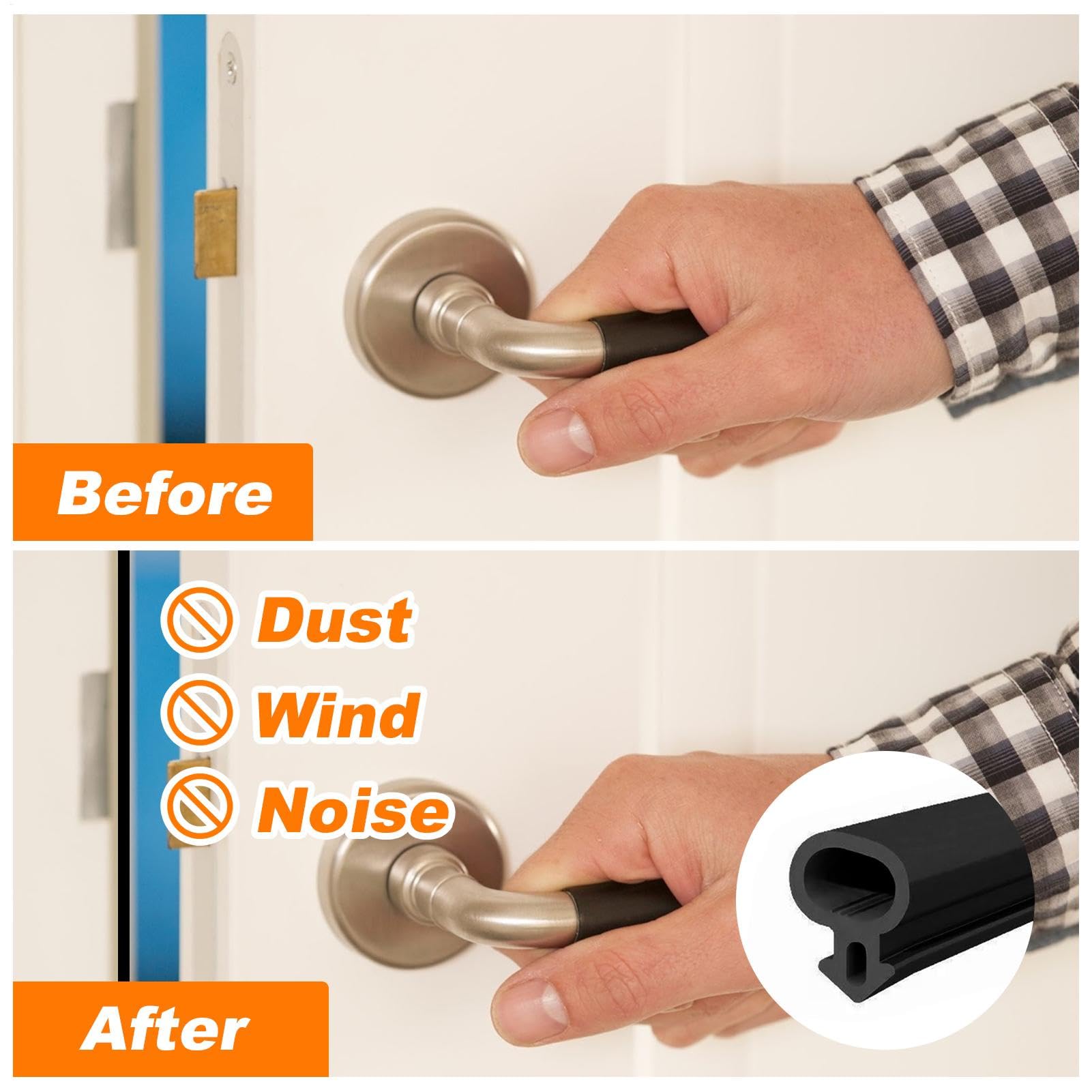 Nastro Paraspifferi Porta Striscia Sigillante In Silicone Fessure Porta | Adesivo Forte Nastro Isolante per Finestre Pellicola Isolante Termica Clima Freddo Casa Hotel Bagno Camera da Cucina