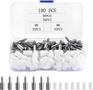 100 Pcs Shelf Pins, Shelf Bracket Screws Pegs with Non-Slip Sleeve, Clapboard Holder Support Pins, Self-Tapping Integrated Screws for Bookcase Shelf Cabinet Closet Shelf Support (White)