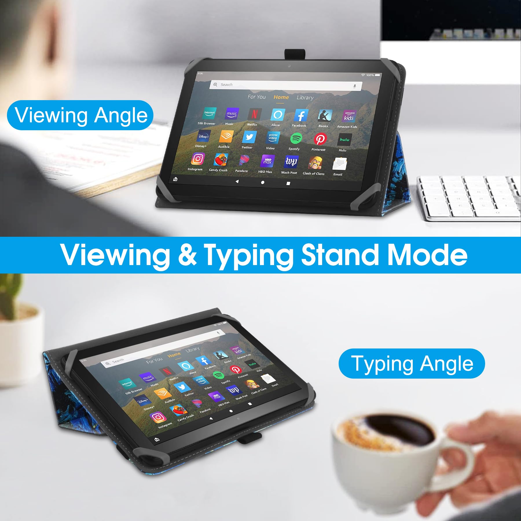 Custodia Tablet Kindle Fire HD 8 UUcovers - Magnetica Con Supporto - Foto 4