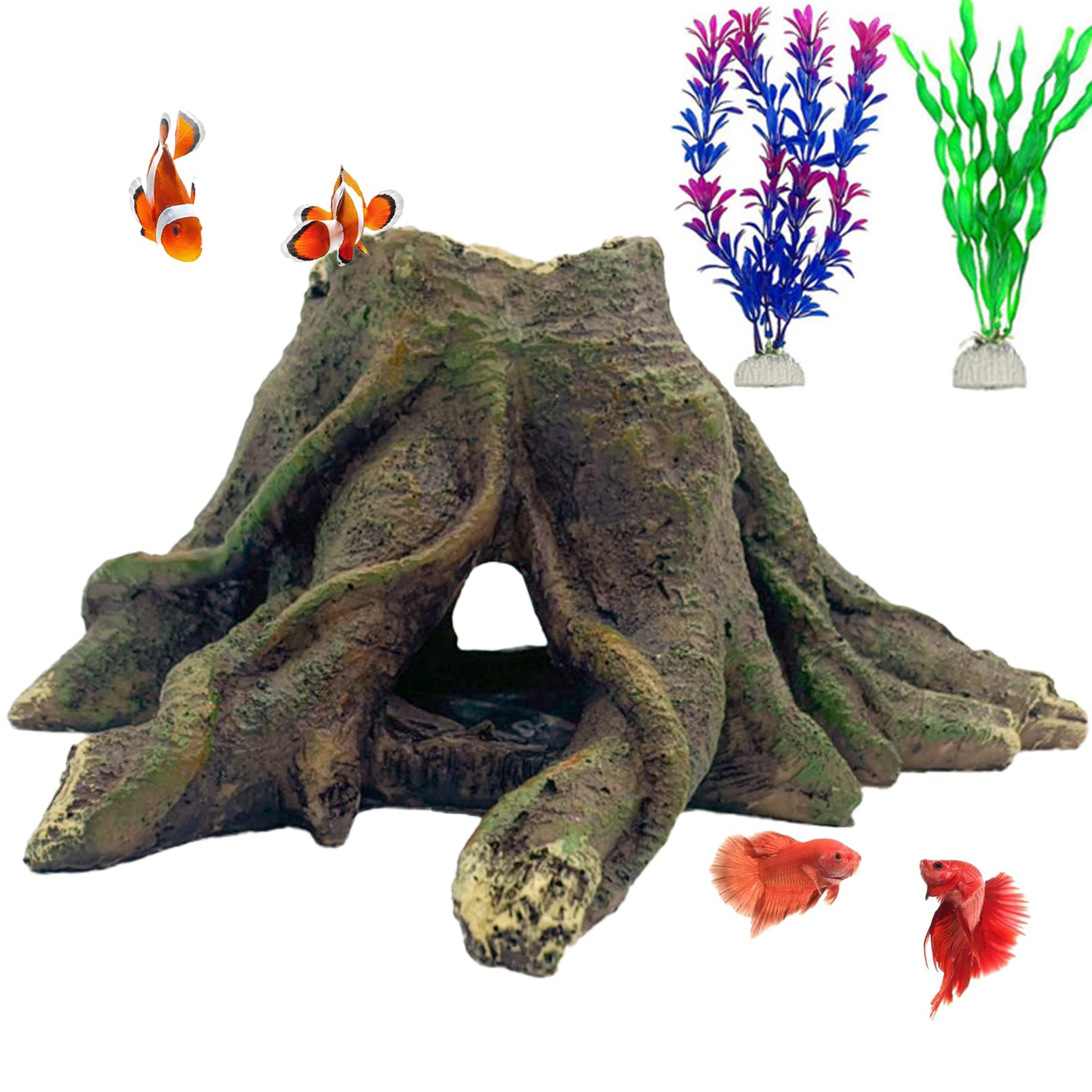 MUYG Aquarium Landscape Tree Stump Artificial Resin Tree Hole Ornament