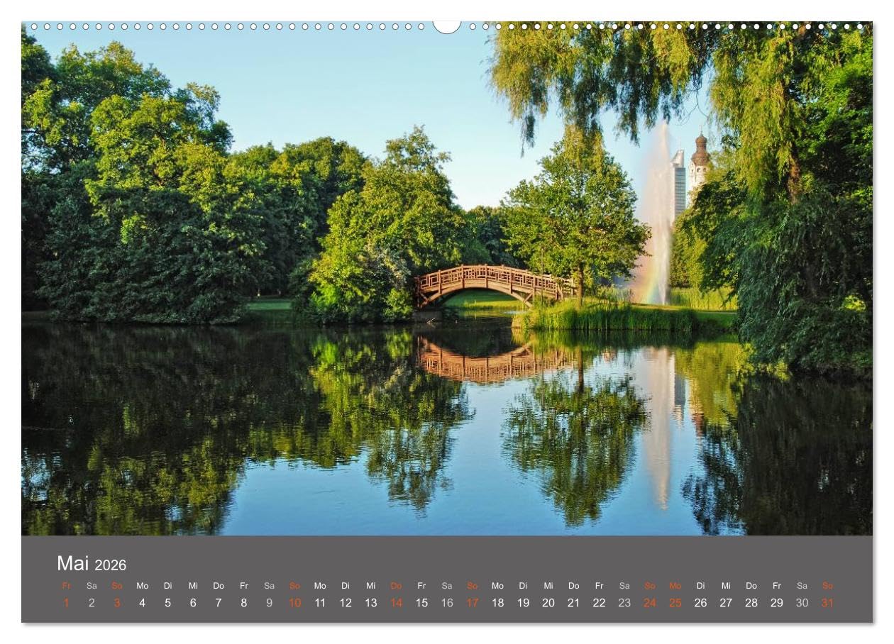 Leipzig - Parks und Landschaften (hochwertiger Premium Wandkalender 2026 DIN A2 quer), Kunstdruck in Hochglanz: Die wunderschönen Parks und Landschaften von Leipzig. (CALVENDO Orte)