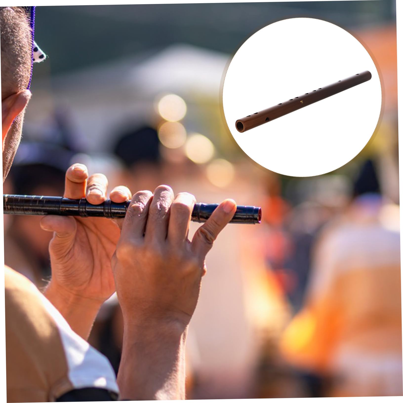 Toyvian 1 zestaw bambusowych fletów poprzecznych F- dla dorosłych mały instrument muzyczny flet poprzeczny, klapa F, mały instrument z bambusa, khaki