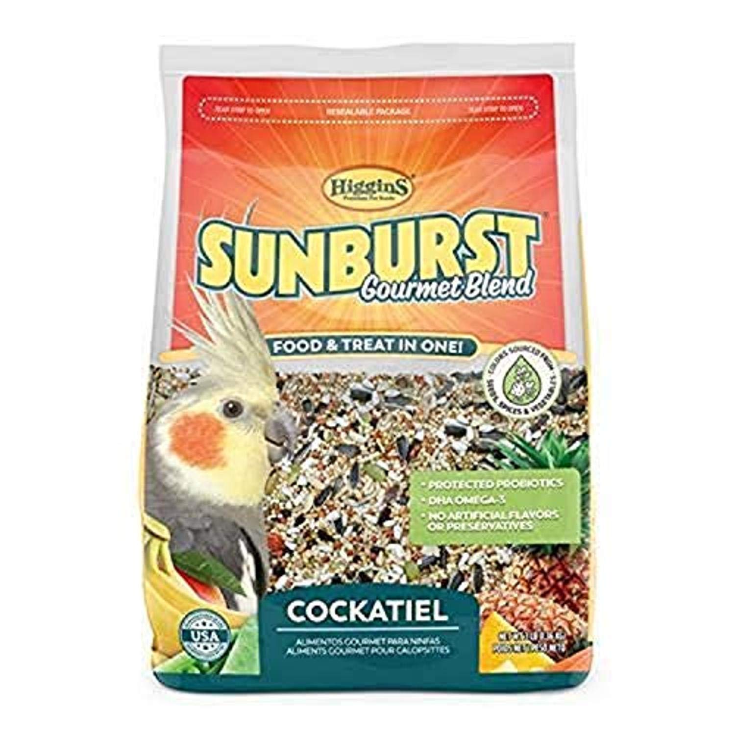 HigginsPet Food Sunburst Gourmet Cockatiel Diet 3lb, Large