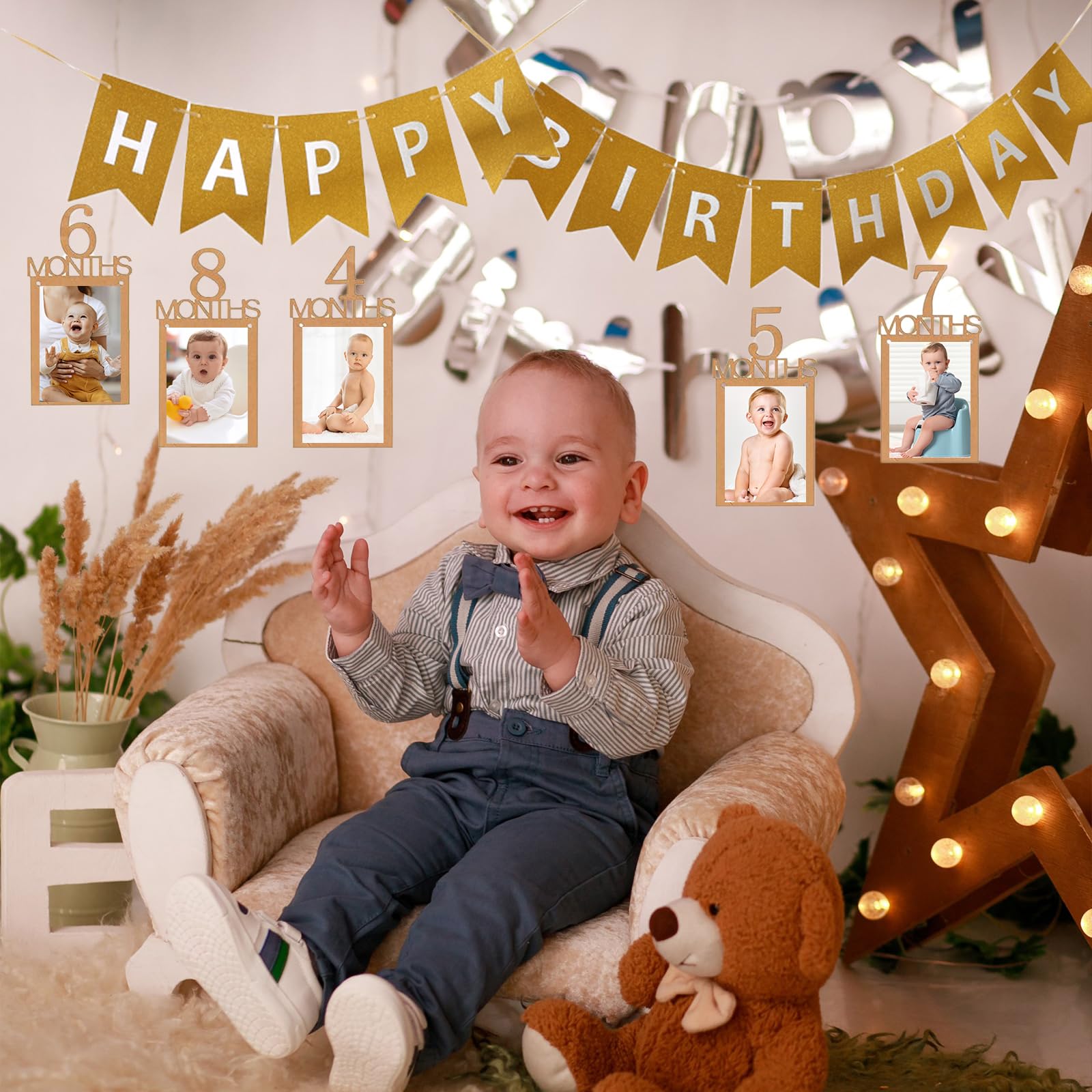 QHSXMQ Girlande Geburtstag, Foto Banner 1. Geburtst Produktbild-Vorschau 12