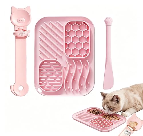 AZY 3-Piece Slow Feeder Cat Bowl Set, Silicone Cat Lick