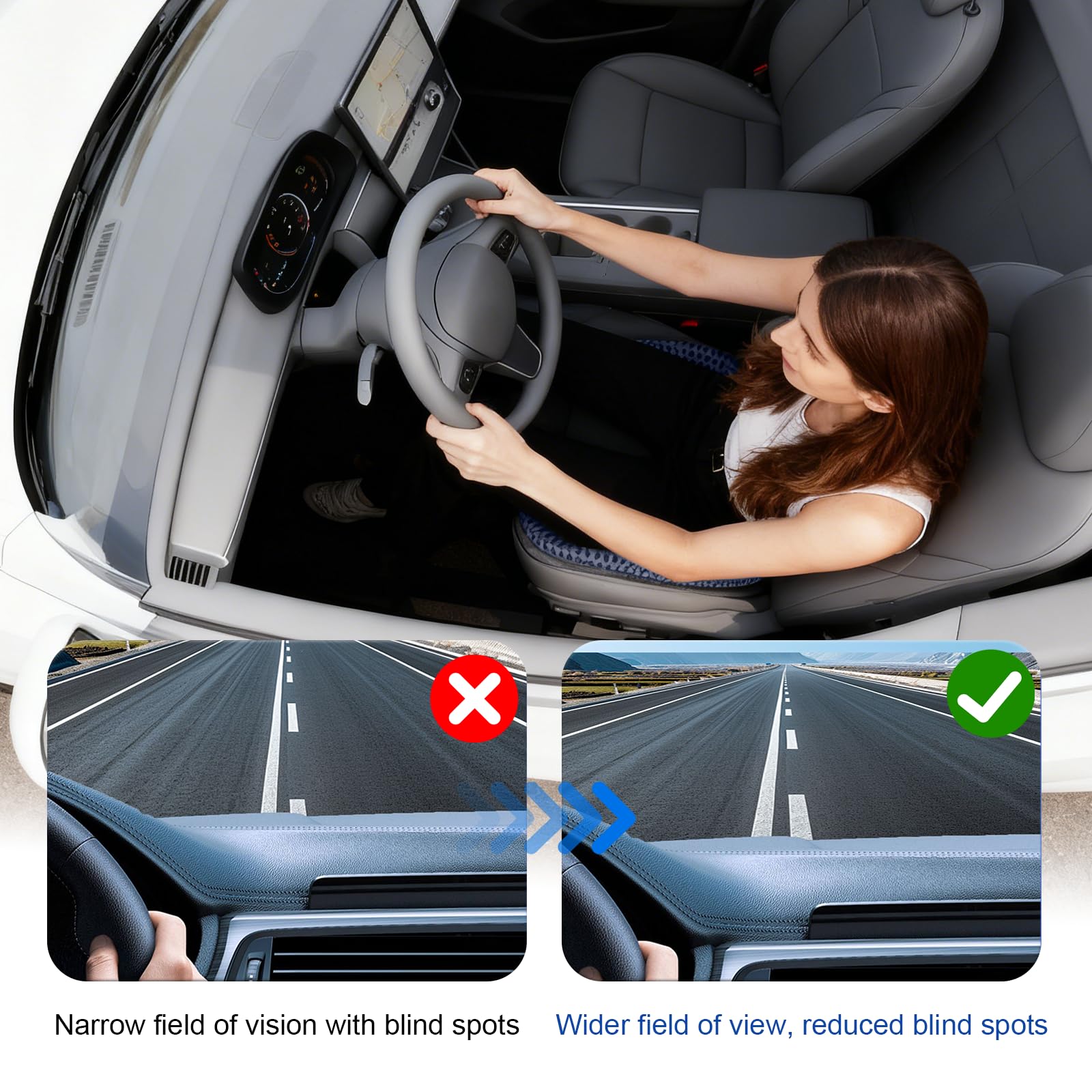 Veloray Cuscino per Sedile Auto Guidatore, Memory Foam Cuscino Ergonomico, Cuscino per Coccige e Sciatica, Per alla Maggior Parte Delle Auto, SUV, Camion e Furgoni - Nero