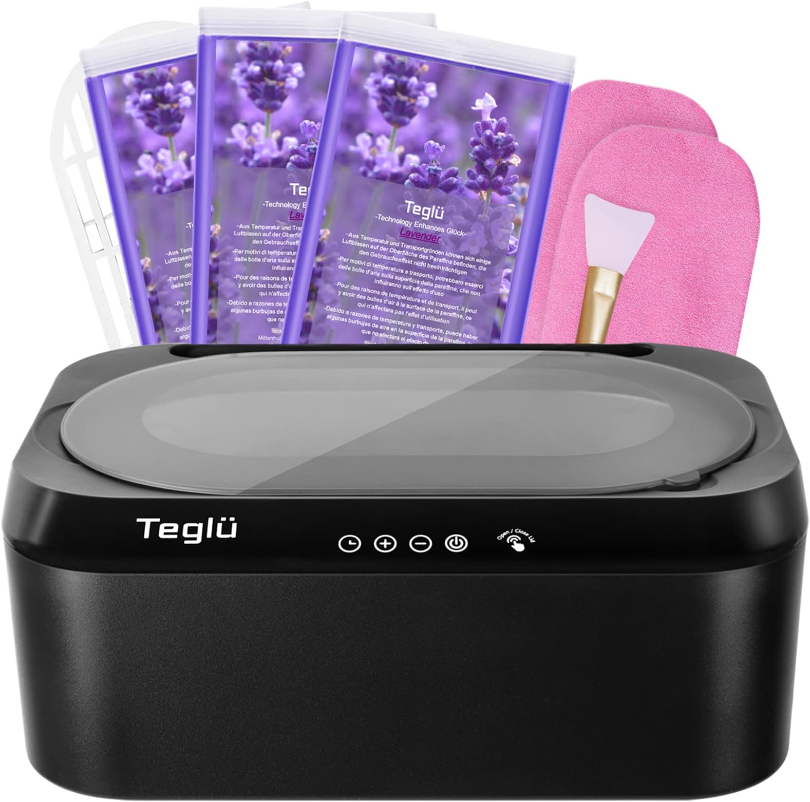 Updated Paraffin Wax Bath for Hands and Feet 4L with Automatic Lid, Paraffin Wax Machine with 3pcs Paraffin Wax/Glove/Brush for Hand Spa at Home/Salon, 200W, FHC-2222