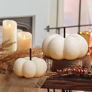 Fall Ceramic Pumpkin-Shaped Ornaments - 2Pcs Table Decor for Thanksgiving, Wedding Parties, Holiday - Modern Minimalist Decoration, Fake Statues for Decorating