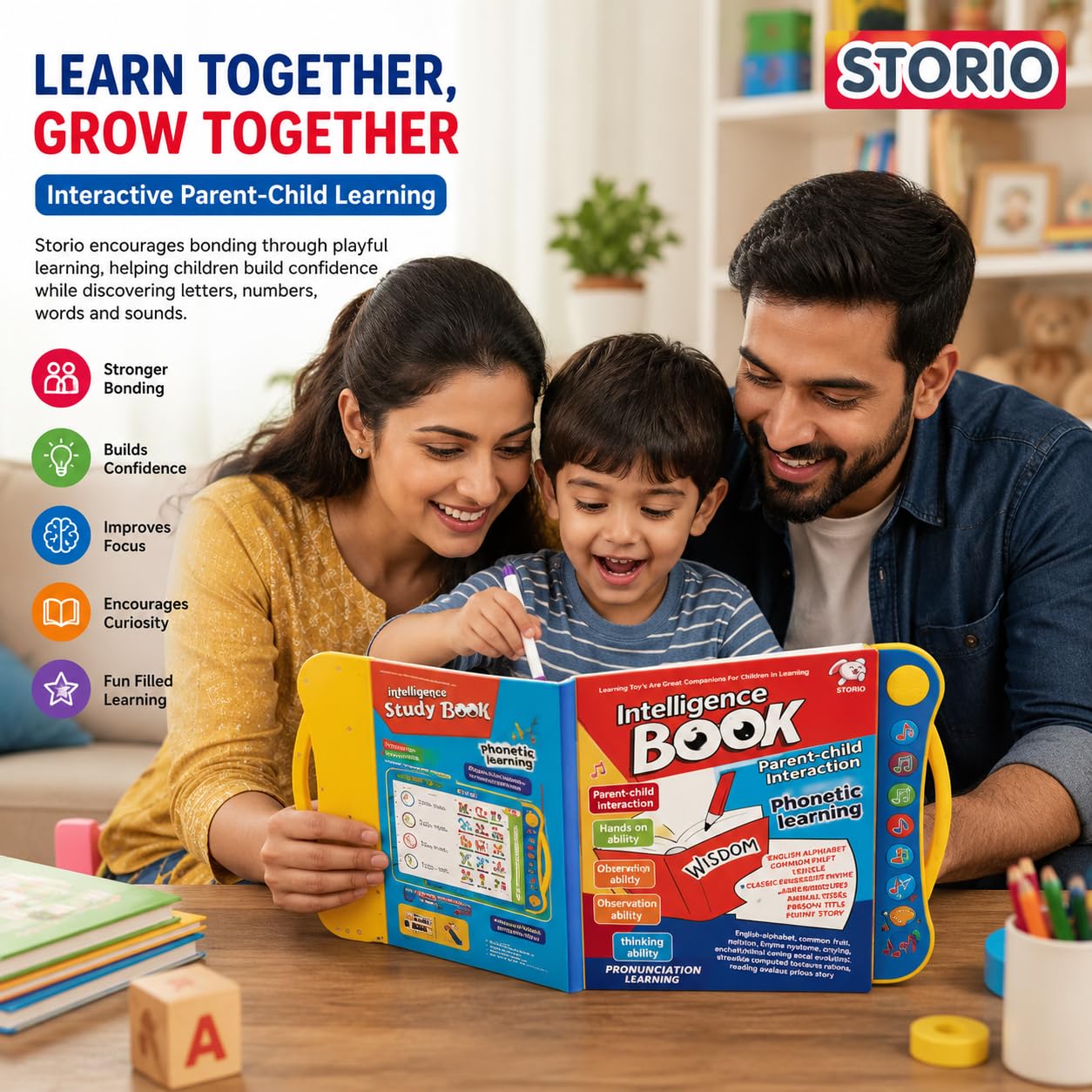 Storio Intelligence Book Sound Book for Children, English Letters & Words Learning Book, Fun Educational Toys. Activities with Numbers, Shapes Learning Book for Toddlers — Amazon image 2