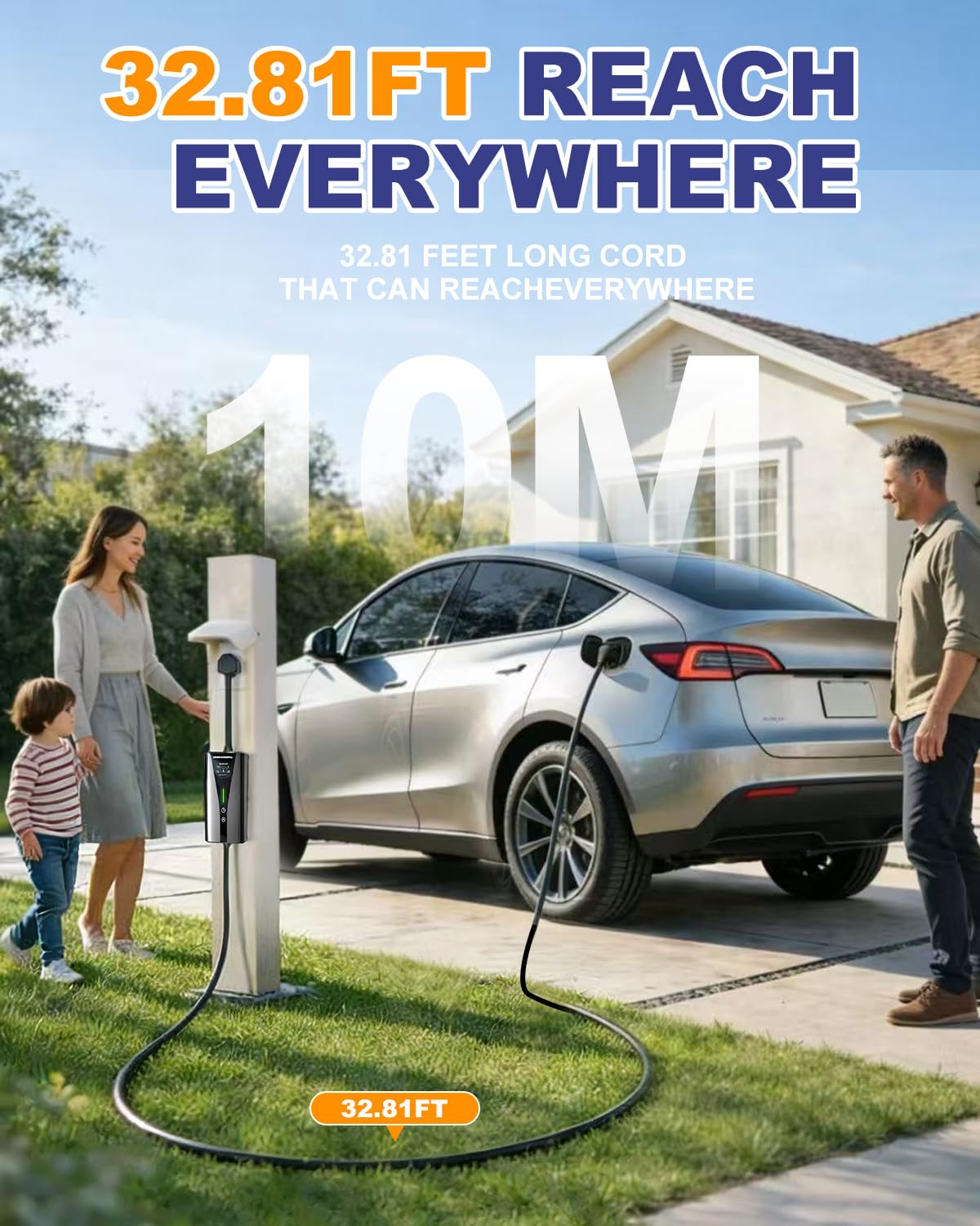 EV Charger 10M, 3 kW 6-13A 3 Pin EV Charger, Portable Electric Car Charger Cable Type 2 to 3 Pin Plug for up to 12H Delayed Start Charging with 2.4″ Screen, IP67 for EVs & PHEV - 4