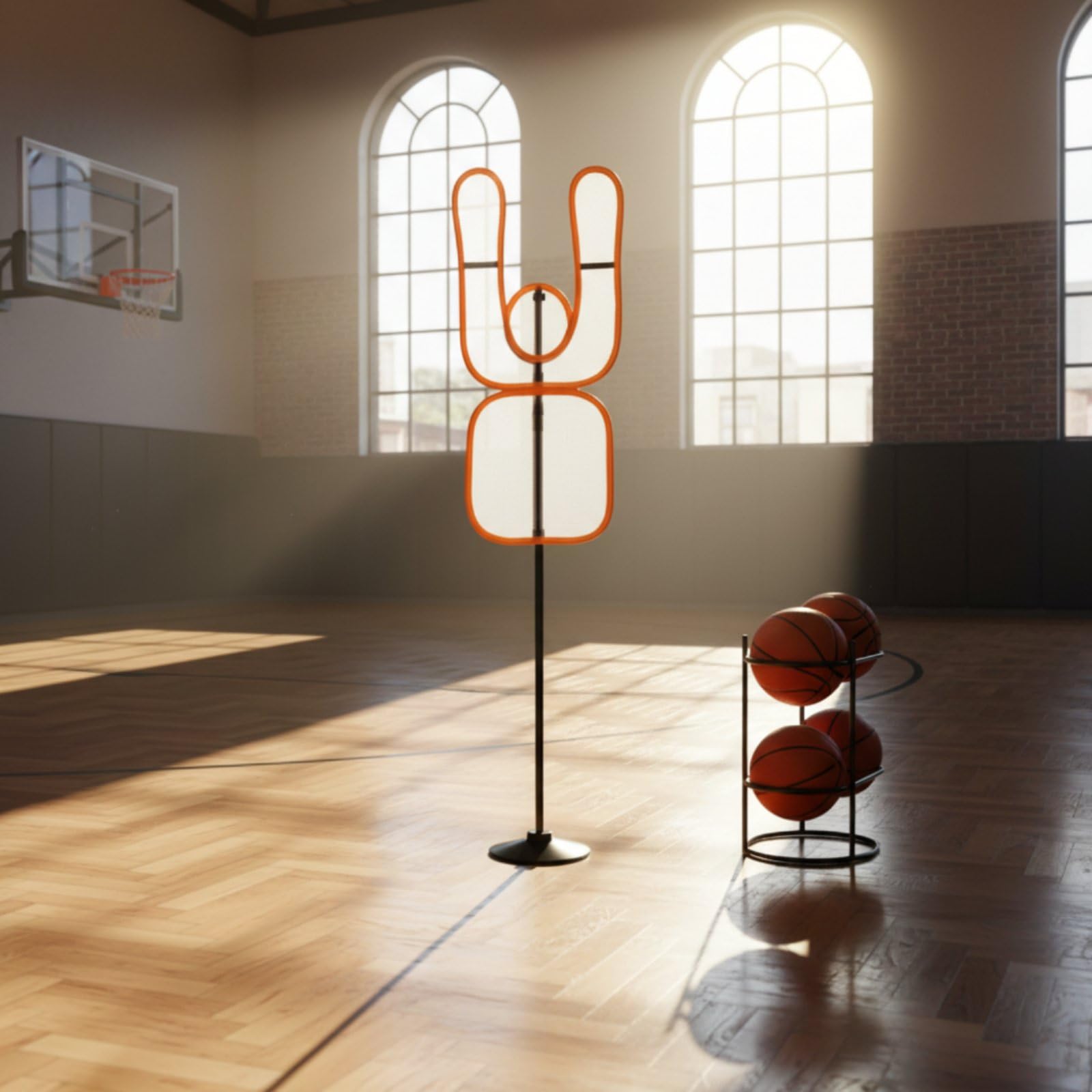 Milageto Manichino Difensivo Basket Braccia Mobili Manichino Difensore Regolabile Facile da Montare Bersaglio di Allenamento per Palestra
