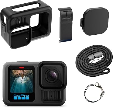 Silicone Case for GoPro HERO13 Action Camera, Battery Side Cover&Lens Caps for Go Pro Hero 13, Black