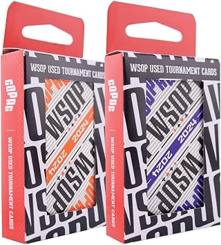 Copag *Used* WSOP 2024 Tournament Played Modern Design 100% Plastic Playing Cards - Narrow Size Bridge Regular Index Purple/Orange Double Deck Set