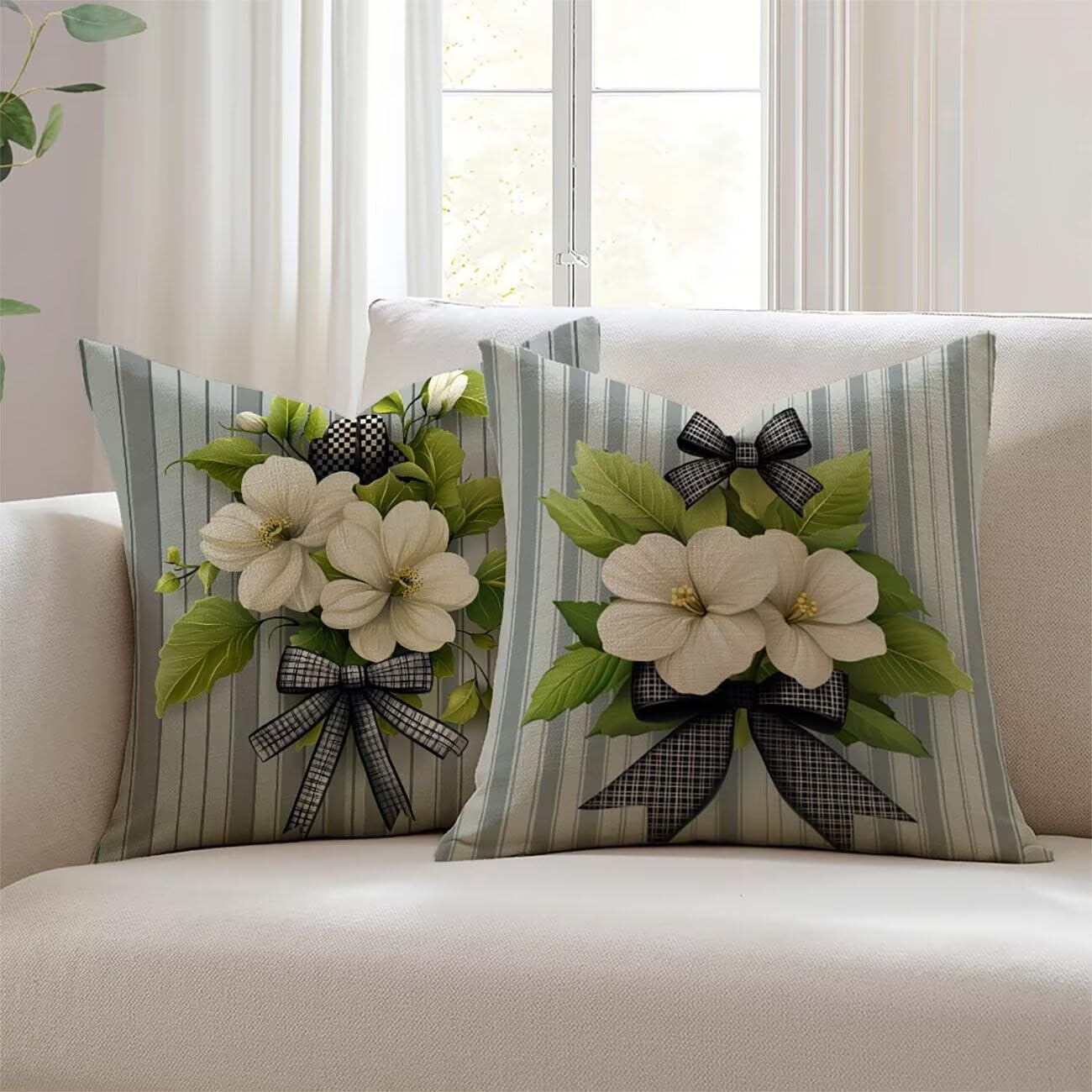 Housses de coussin extérieur imperméables 45x45 motif fleur pour embellir votre salon de jardin