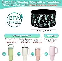 Vista 2 de 2 Piezas Protector de Base Boot para Vaso Stanley Quencher Adventure 40oz y Stanley IceFlow 20oz 30oz y Compatible con Botella de Agua Hydro Flask