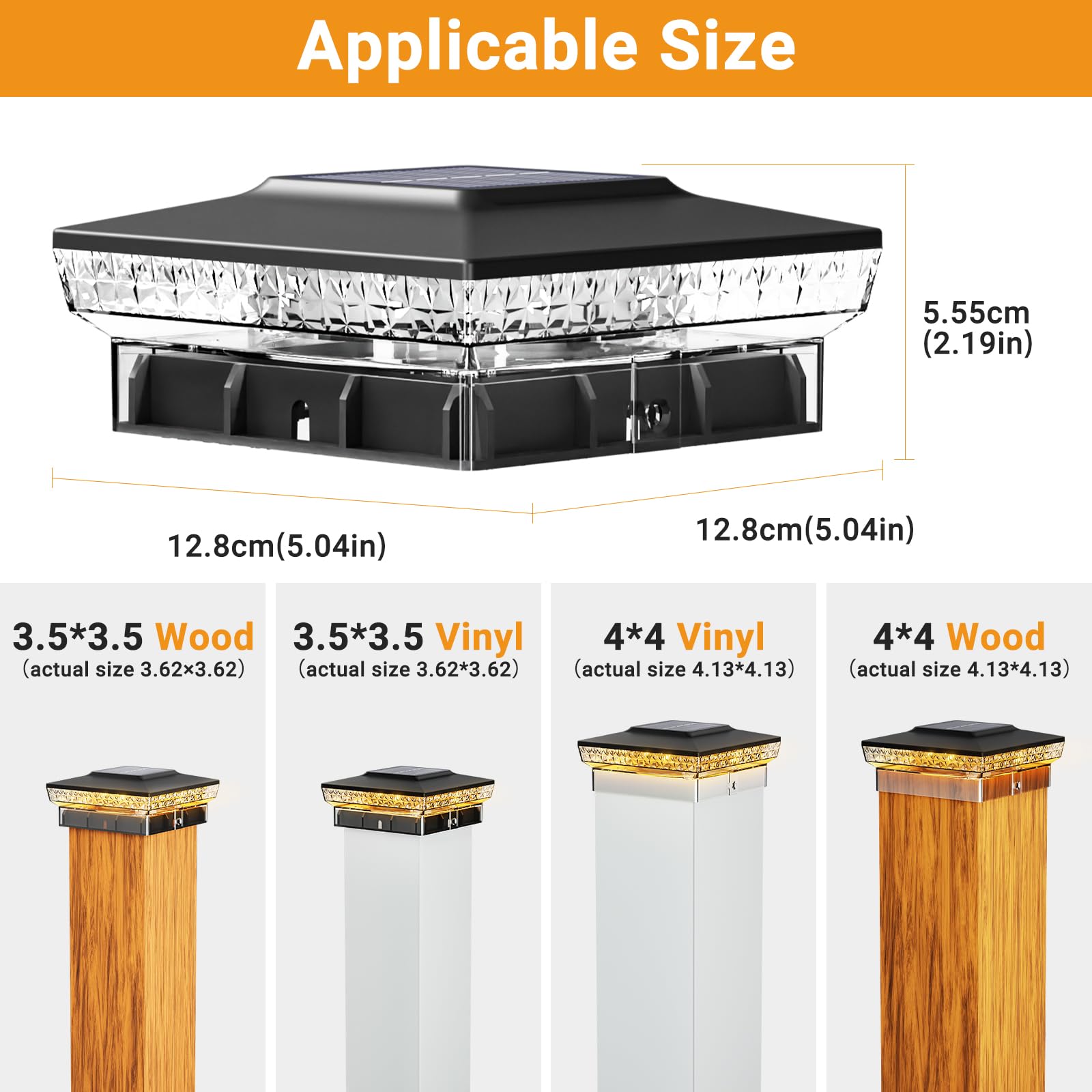 btfarm 2 Pack Solar Post Lights with 16 LED, 2 Modes Fence Post Lights Solar Powered Waterproof - Image 3