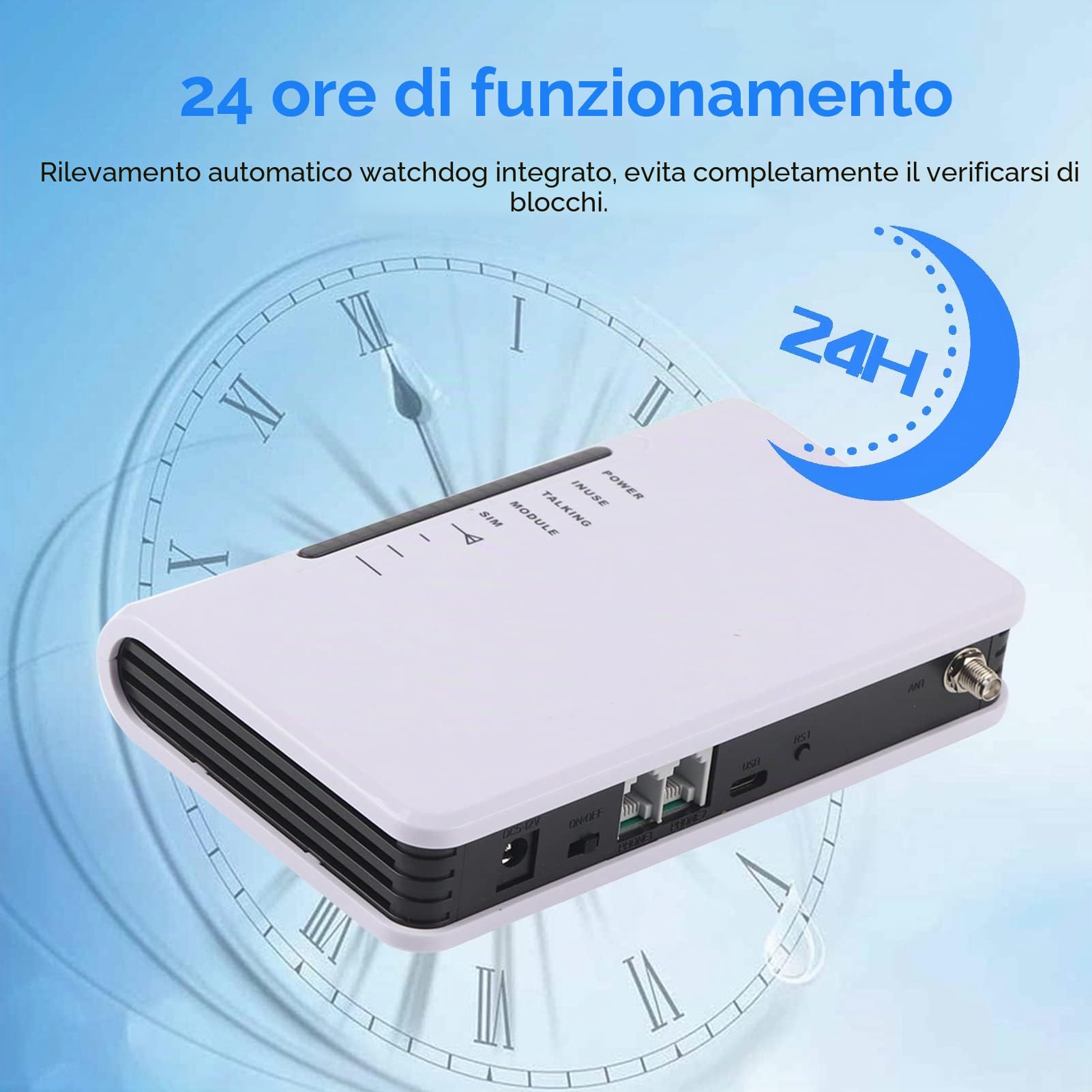 Cabina Telefono GSM, Terminale Wireless Fisso a Cablata 24 Ore di Lavoro Accessibile al Telefono Fisso/Allarme/Cabina di Registrazione con Antenna e Adattatore di Alimentazione (EU)