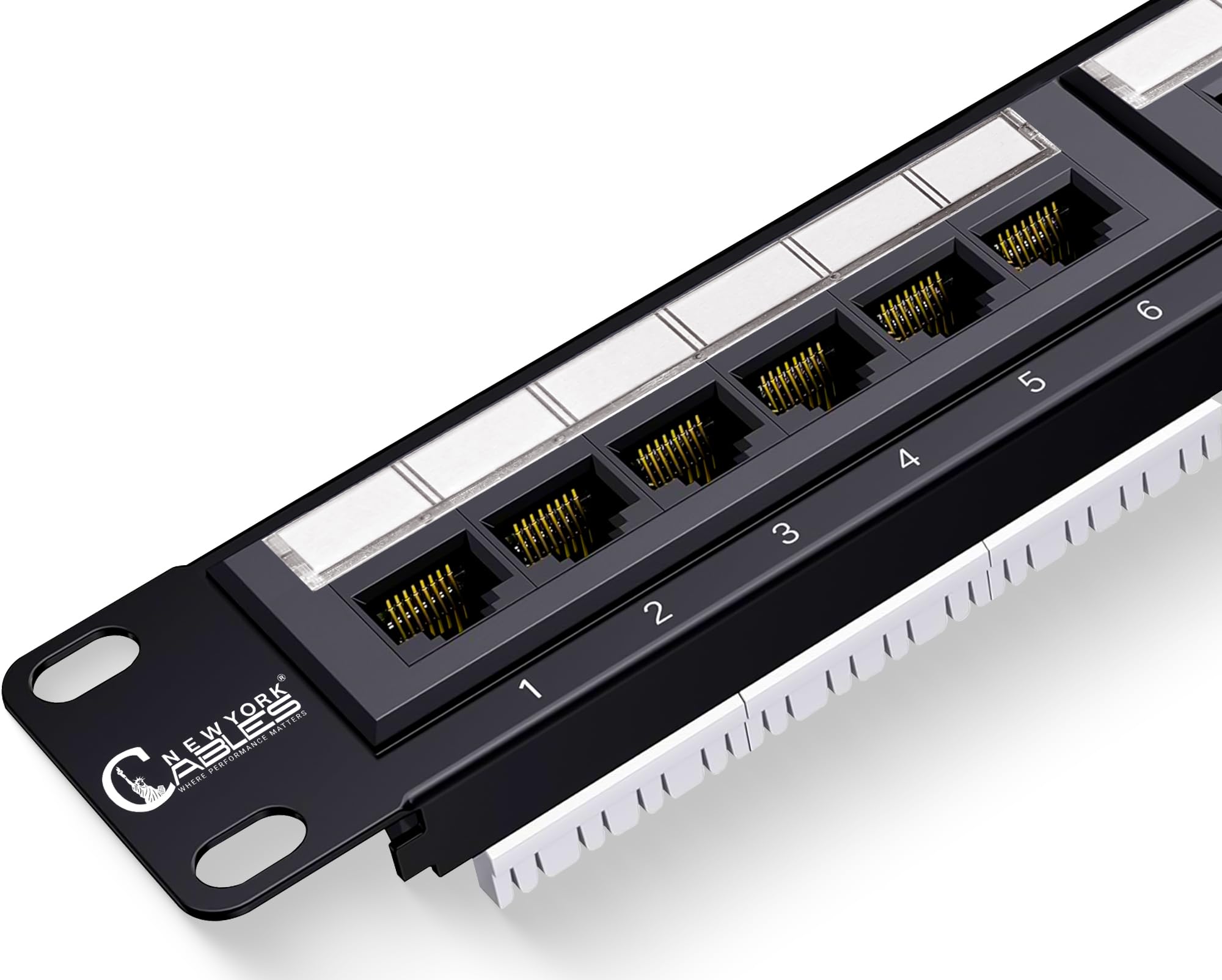 24 Port Cat6 Patch Panel, 10Gb Ethernet, 1U 19-Inch Rack or Wall Mount, UTP Network Patch Panel, Heavy-Duty Steel, Color-Coded T568A/B, 110/Krone Compatible, Black