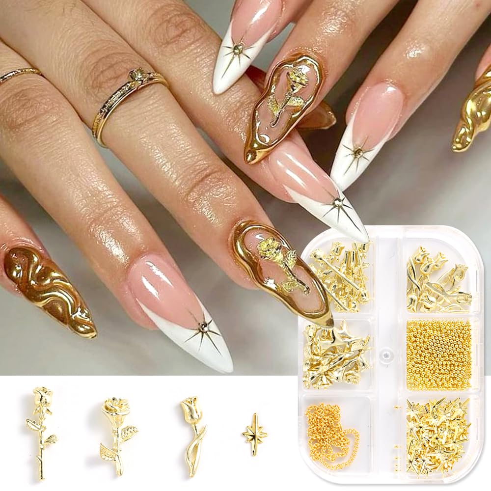 Amazon.com: 3D Metal Rose Nail Art Charms