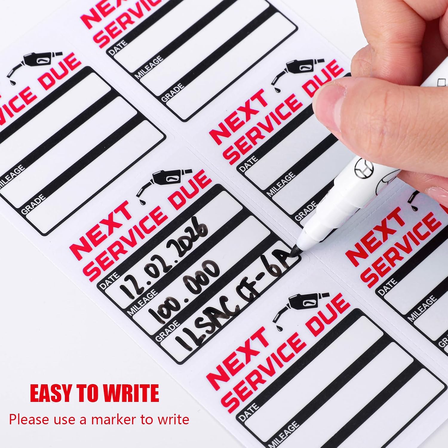 WSICSE 300 Pcs Oil Change Stickers for Windshield, 2x2 Inch Oil Change Reminder Sticker with No Residue, Clear Next Service Due Labels for Car Window