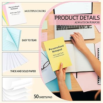 10-1000 Pads Personalized Notepads with Logo & Text